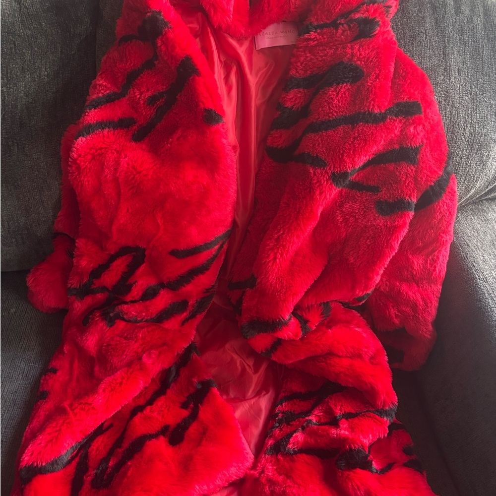 Azalea Wang Red Faux Fur Coat